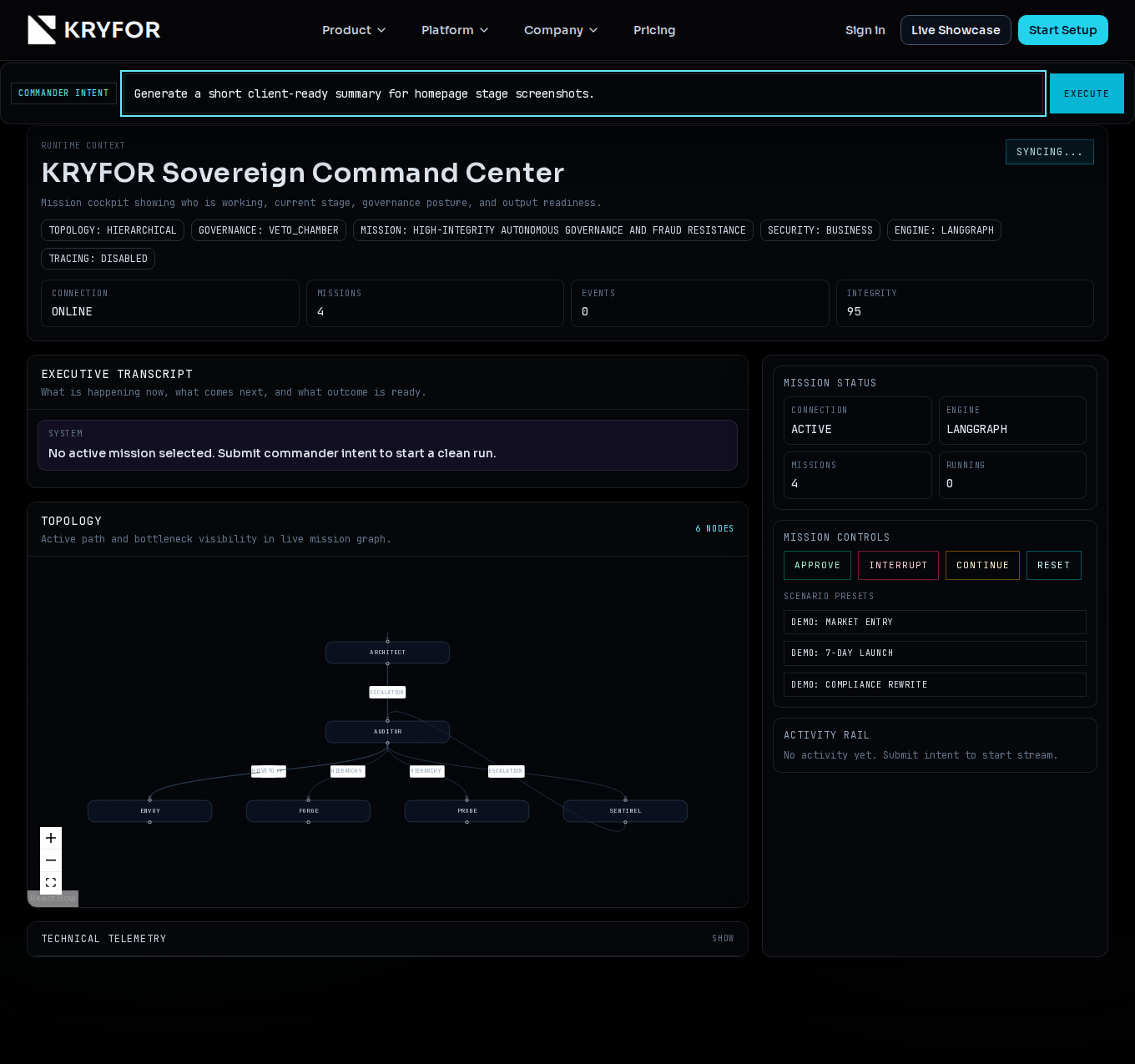 KRYFOR runtime command center